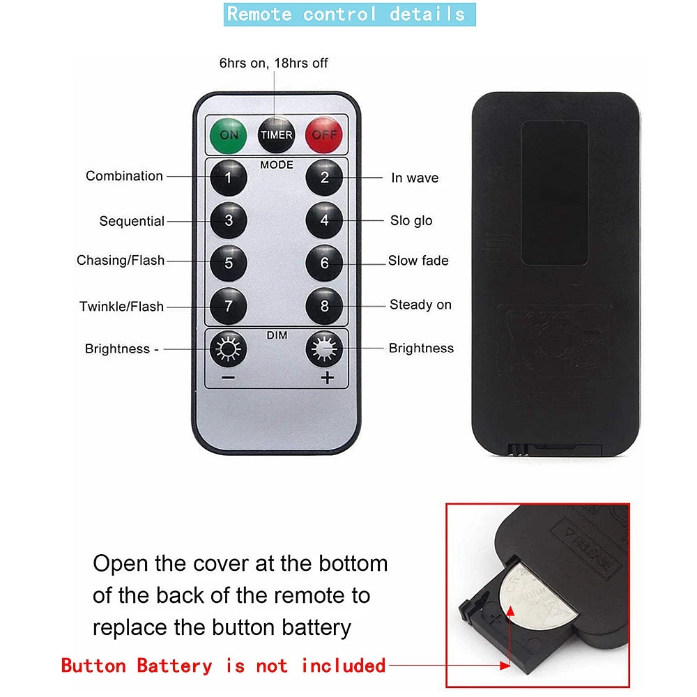 Waterproof LED Firework Lights with Remote – 150/200 LEDs, 8 Modes, Warm White, Cool White, Colorful or Blue