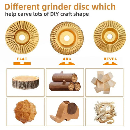 Precision Wood Carving Disc Set for Angle Grinders – 3 Pieces