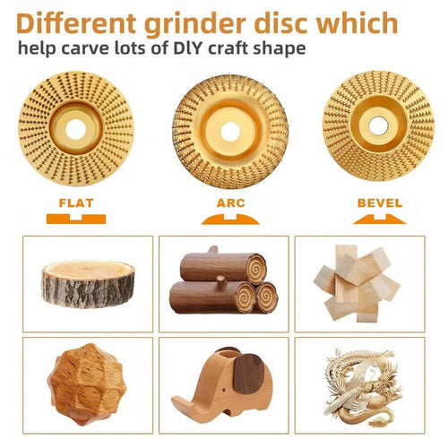 Precision Wood Carving Disc Set for Angle Grinders – 3 Pieces