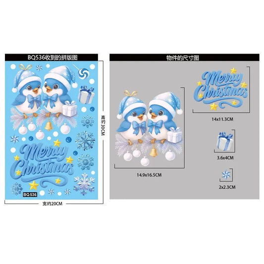 Christmas Window Stickers – Snowman, Santa & Snowflakes – Removable & Reusable for Glass & Mirrors