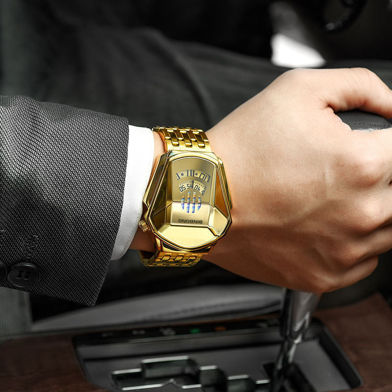 Men's Quartz Watch with Diamond Design