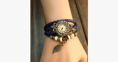 Vintage Leaf Design Watch in Boho-Chic Style