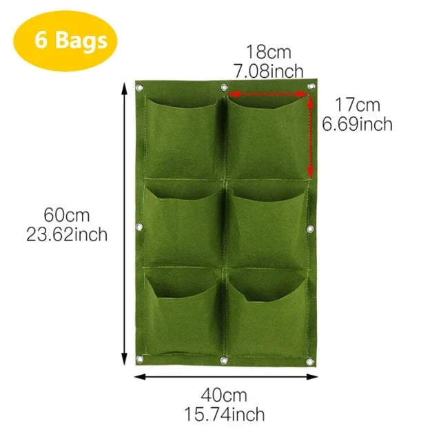 Vertical Plant Pocket for Wall Mounting | Green/Black | 2–12 Compartments