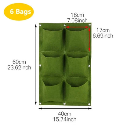Vertical Plant Pocket for Wall Mounting | Green/Black | 2–12 Compartments