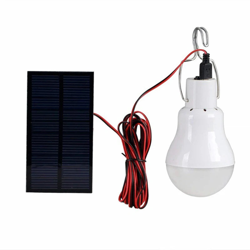 Rechargeable Solar Panel Camping Light | Portable Hook Lamp for Outdoor & Garden with Solar-LED Bulb