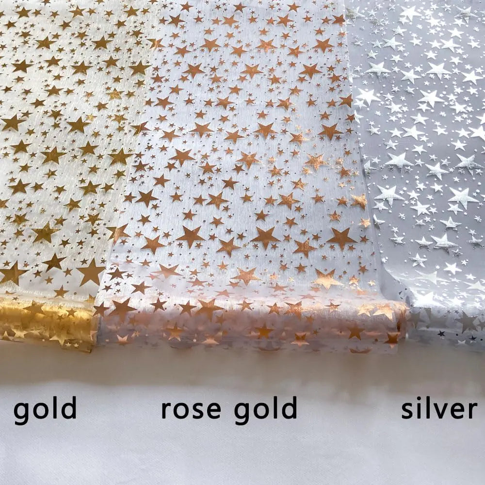 Shiny Table Runner with Metallic Star Pattern in Gold, Rose Gold, or Silver - Ideal for Parties & Table Decor