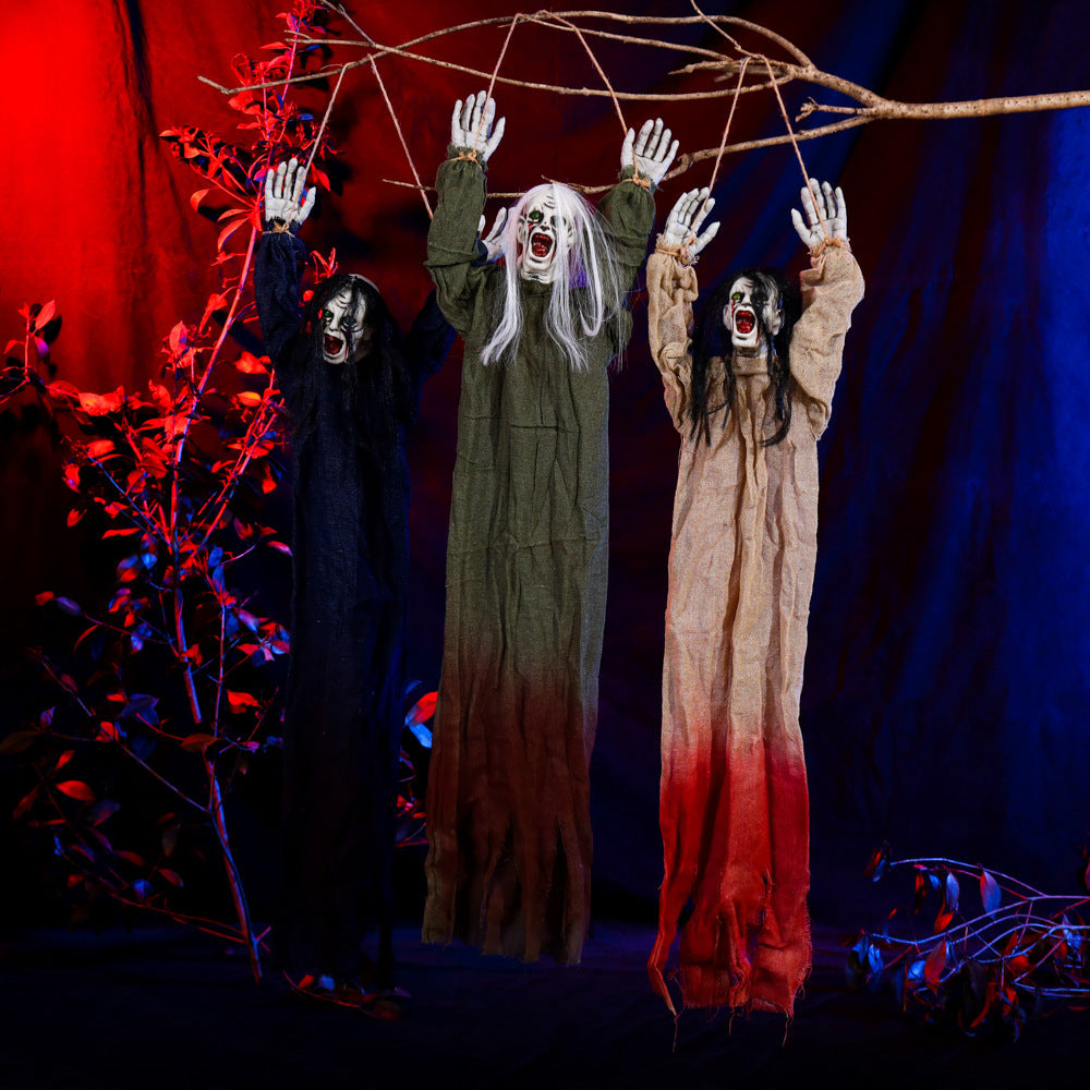 Halloween Ghost Decoration – Creepy Hanging Design with Blood Stains