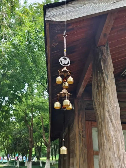 Double Bell Wind Chime | Metal Pendant | Home & Garden Decor | Hanging Brass Bell