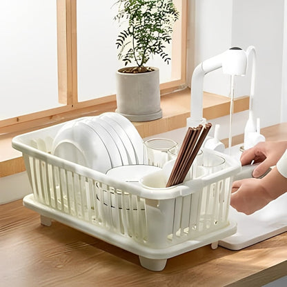 Two-Tier Dish Drying Rack for Kitchen Use
