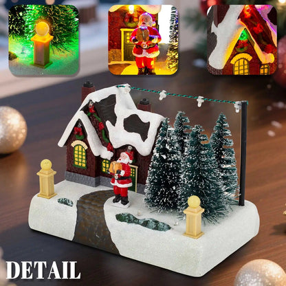 LED Christmas Village with Santa, Snowy Landscape & Christmas Trees - Festive Winter Decor for Fireplace, Table & Windowsill