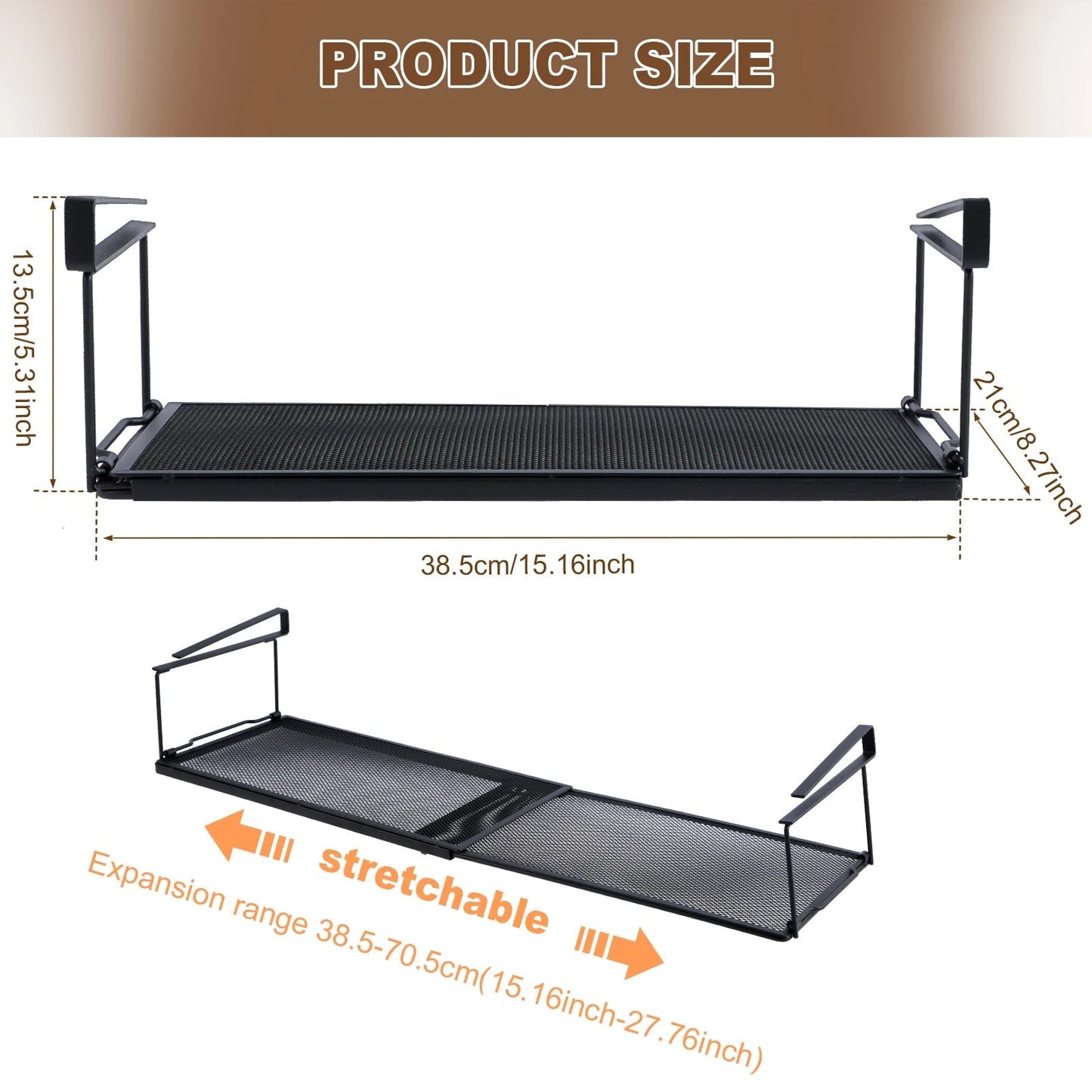 Adjustable Under-Counter Shelf | Versatile Storage Basket | Steel Frame | Extends 15.2–27.8 inches