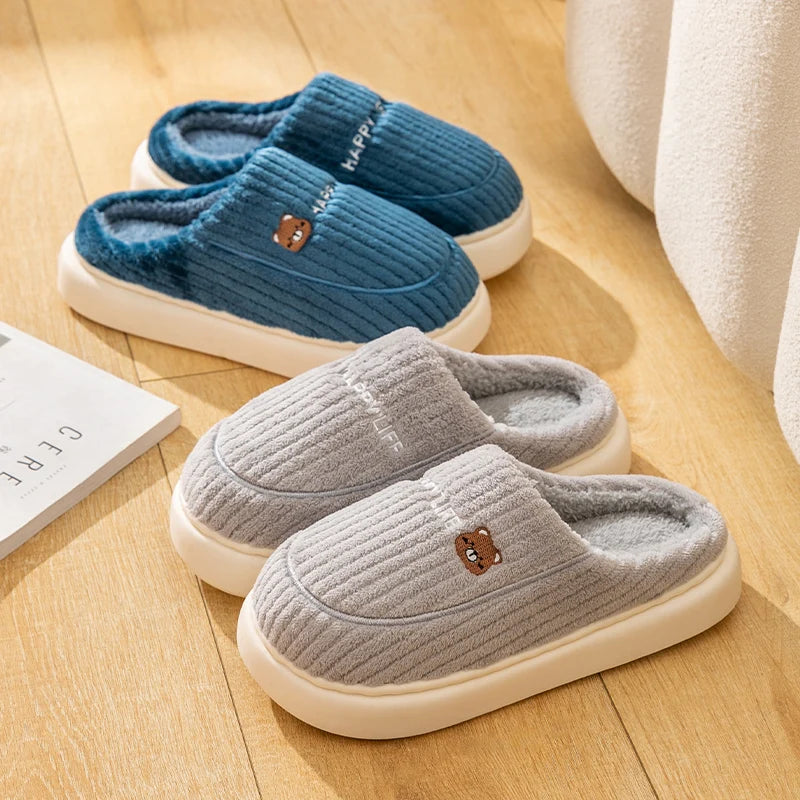 Soft Cotton Slippers for Men and Women - Lightweight & Insulating - Gray
