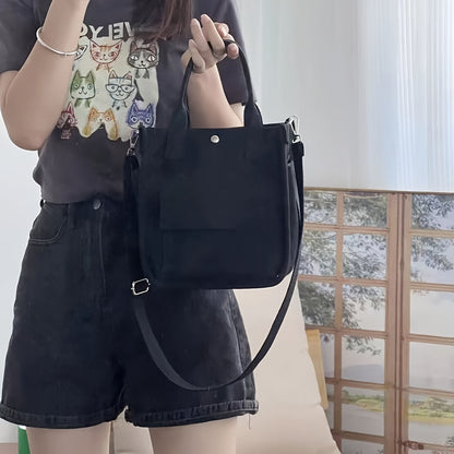 Canvas Sling Bag – White Shoulder Bag with Magnetic Closure and Adjustable Strap