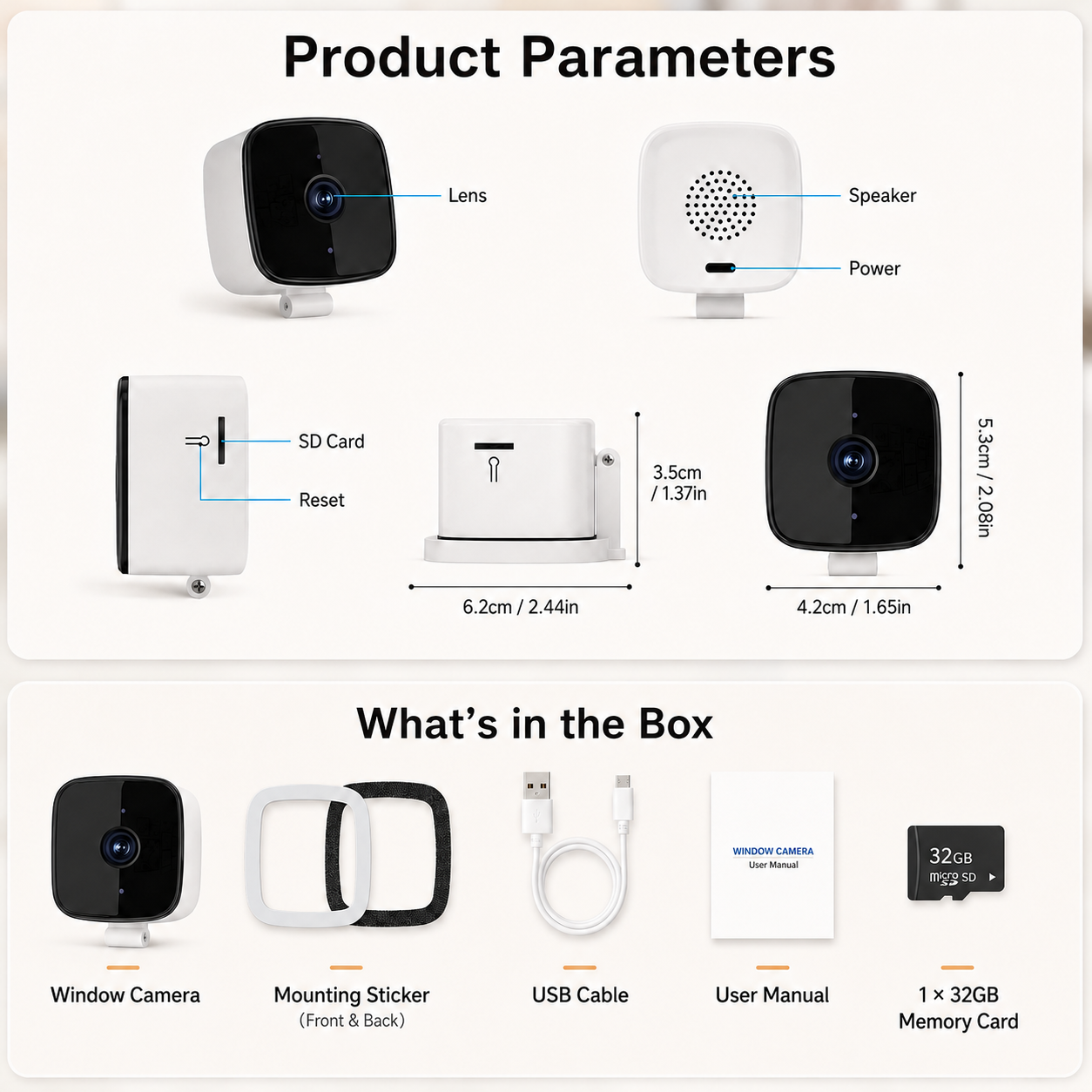WiFi Security Camera for Windows, 1080P with 32GB Memory Card