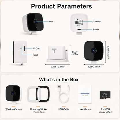 WiFi Security Camera for Windows, 1080P with 32GB Memory Card
