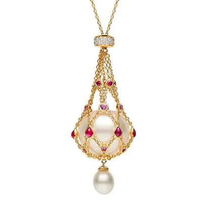 Elegant Adjustable Pearl Necklace with Gemstone Accents