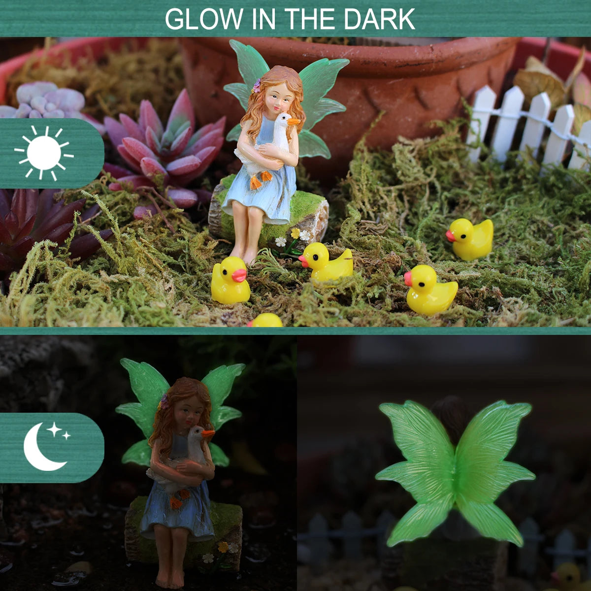 Fairy Garden Figurine Collection | Resin Flowerpot Decor | Charming Mini Set
