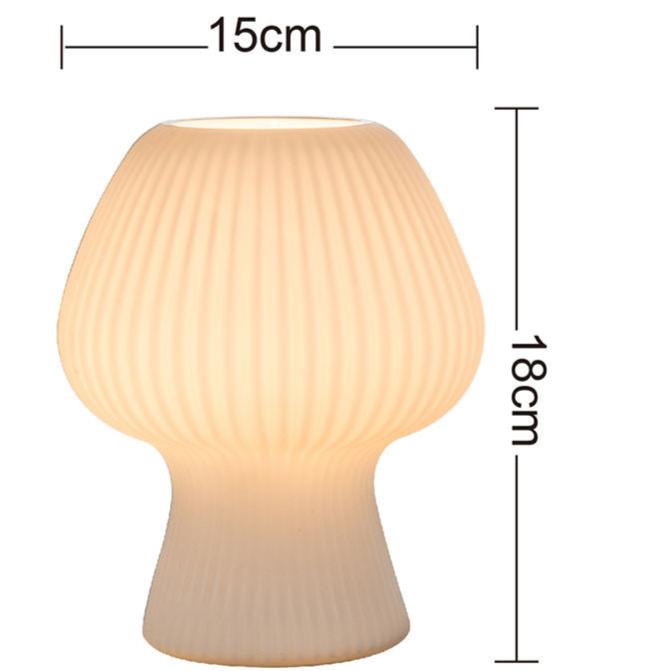 Mushroom-Shaped Glass Table Lamp for Vintage Nightstands – Dimmable