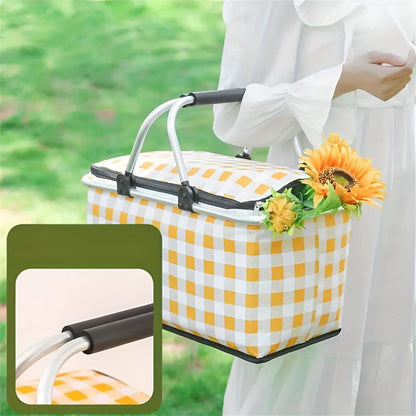 Versatile Insulated Picnic Basket with Foldable Design