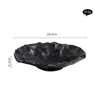Handcrafted Ceramic Dinner Plate – Wrinkled Paper Design