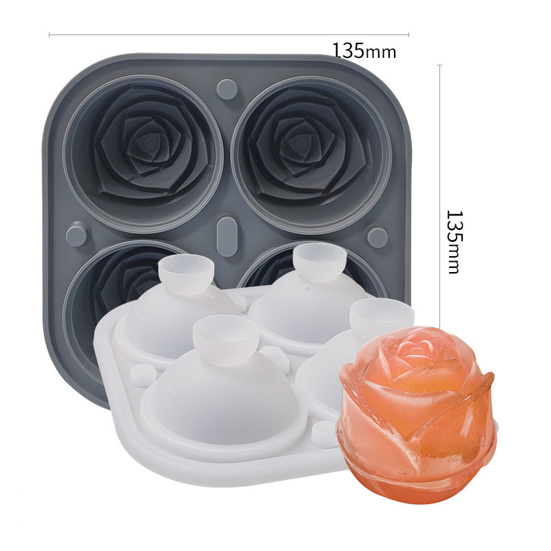 Elegant Floral Ice Cube Maker with 4 Compartments