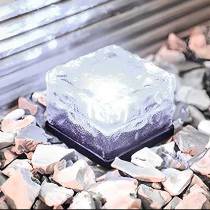 Modern Solar Outdoor Step Lights with Colourful Ice Cube Design - Set of 2