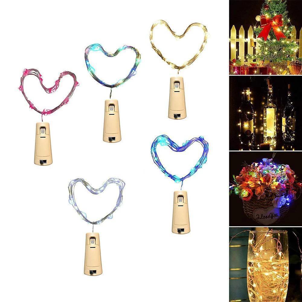 Set of 5 Cork LED Bottle Lights for Enchanting Décor
