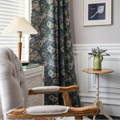 Elegant Navy Blossom Tassel Drapes for a Chic Home