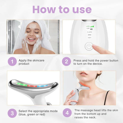 Revitalizing Facial & Neck Massager | Ion Cleansing, Heat & LED Therapy