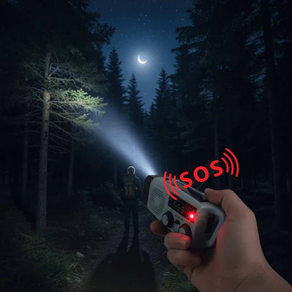 Emergency Radio with Hand Crank, LED Light & SOS Alert