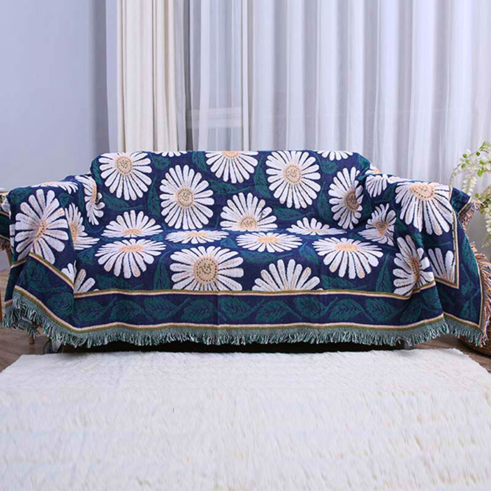 Chic Cotton Knit Blanket with Decorative Tassels