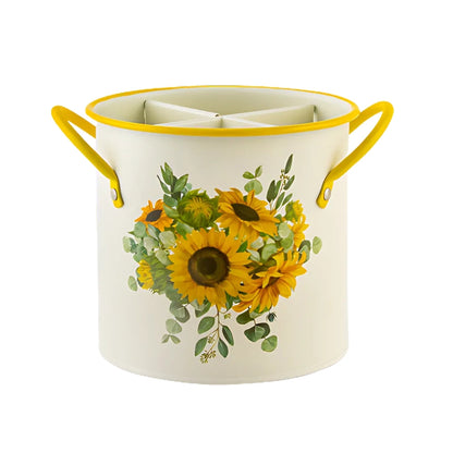 Vintage Floral Cutlery Organizer with Divider Lid