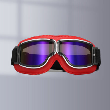 Vintage Motorcycle Goggles with Interchangeable Lenses and Padded Comfort