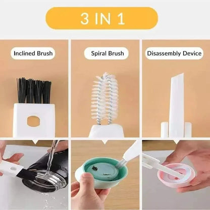 Multifunctional Bottle Cleaning Tool with 3 Unique Brushes