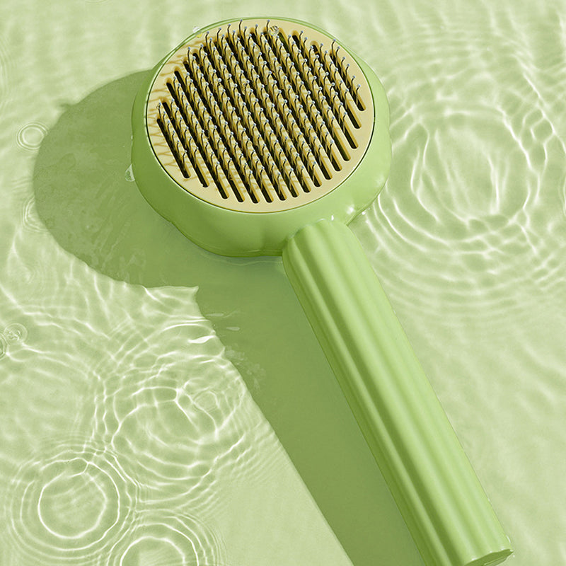 Effortless Pet Grooming Brush with Self-Cleaning Feature