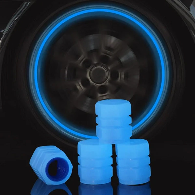 Set of 4 Universal Fluorescent Tire Valve Caps