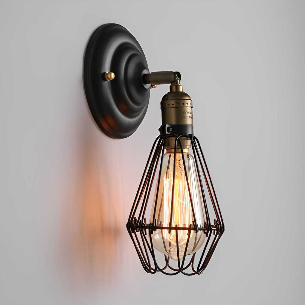 Industrial-Style Wall Light Fixture with Adjustable Iron Design