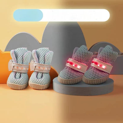 BrightPaw Light-Up Dog Booties - Set of 4 with Non-Slip Sole