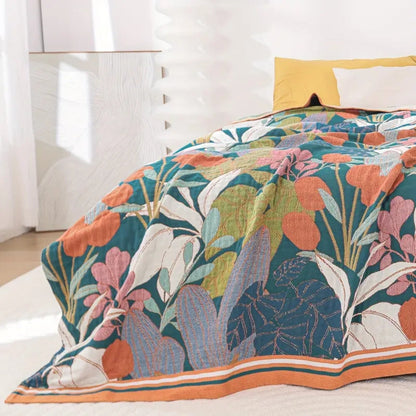 Nature-Inspired Soft Cotton Layering Blanket