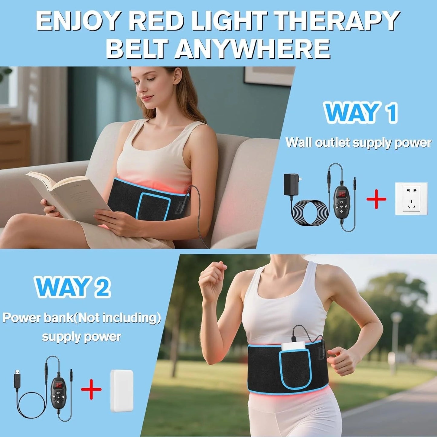 Infrared Waist Wrap with Red Light Therapy – 660nm 850nm for Pain Relief and Recovery