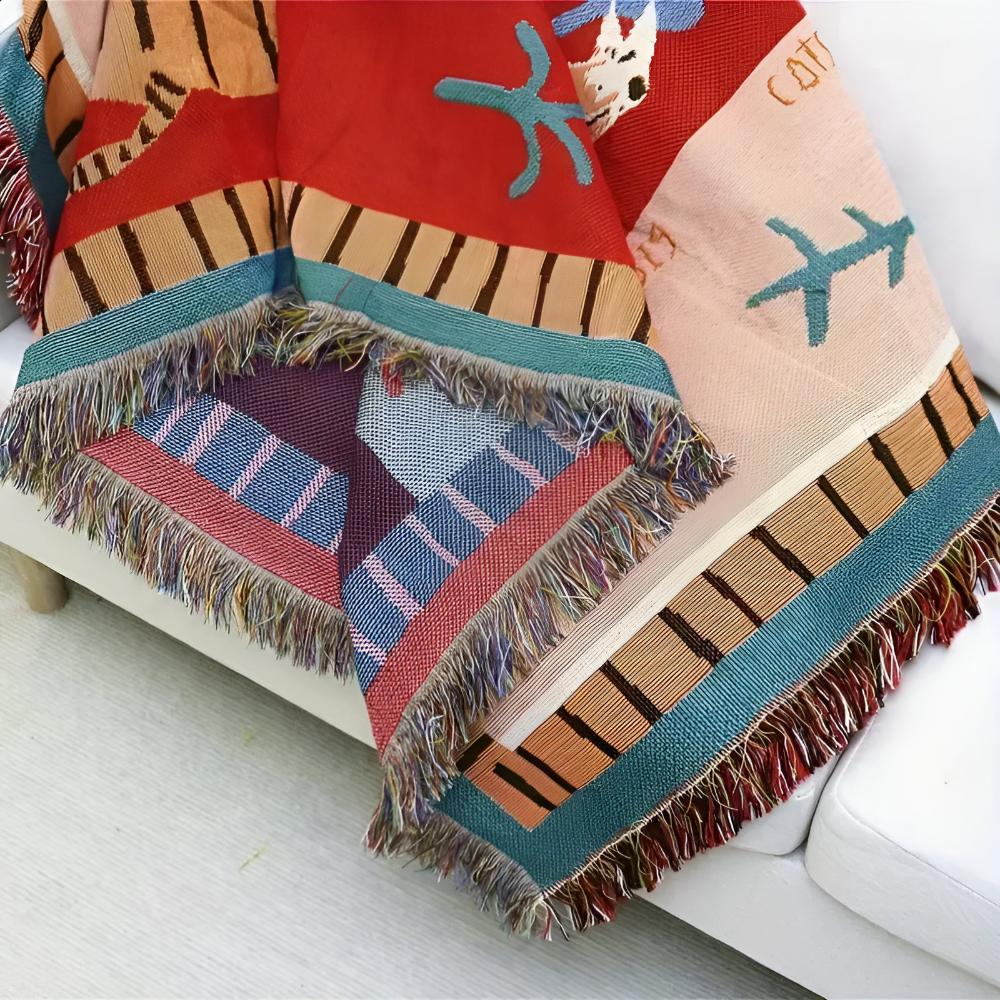 Chic Animal Print Throw Blanket with Stylish Fringe