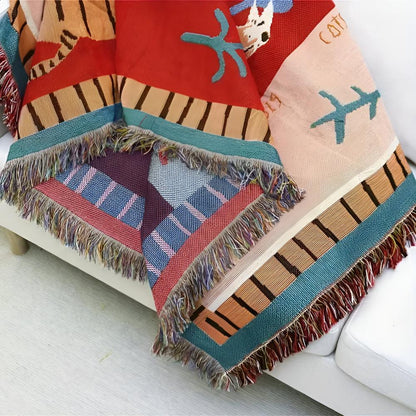 Chic Animal Print Throw Blanket with Stylish Fringe