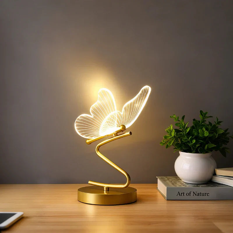 Versatile Table Lamp with Butterfly Wings Design