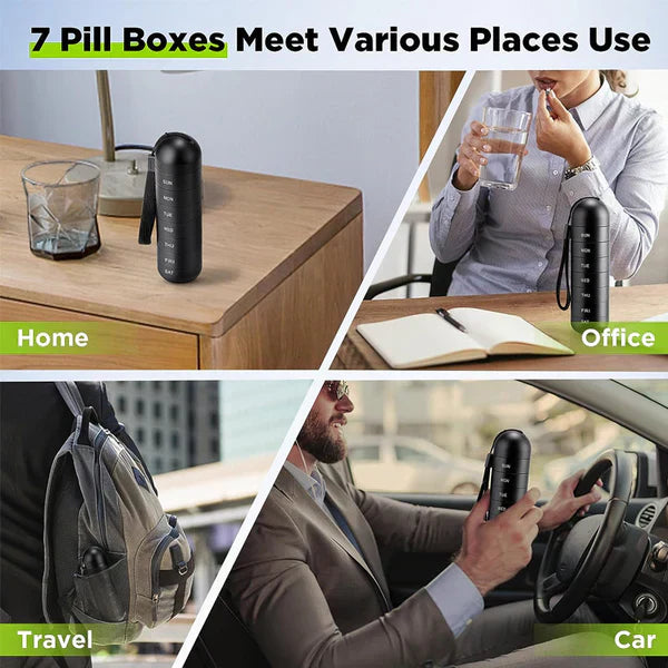 Waterproof Aluminum Pill Organizer with 7 Compartments – MediSafe Weekbox