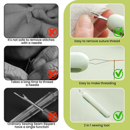 Dual Function Needle Threader and Stitch Remover Tool