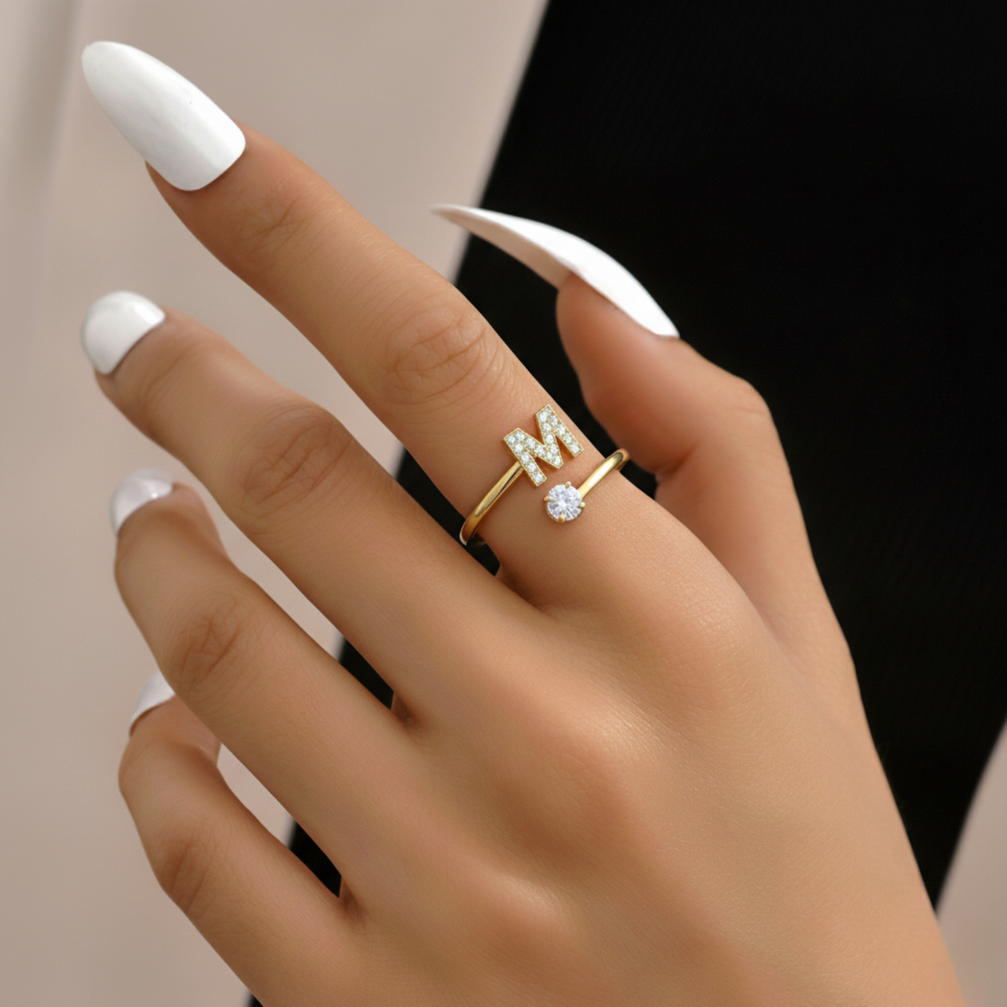 Adjustable Initial Ring Classic with Gift Box and Message Card