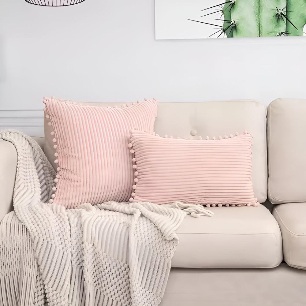 Cozy Textured Throw Pillow Cover with Fun Accents