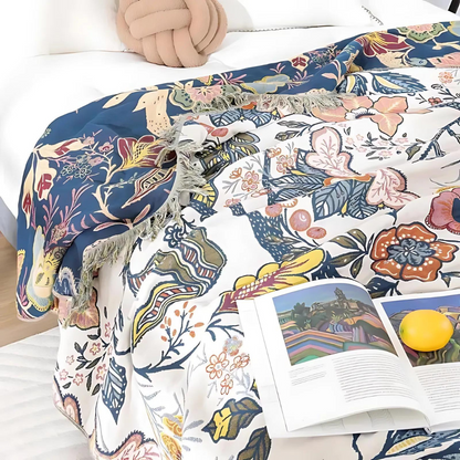 Chic Floral Cozy Throw | 100% Cotton Decorative Blanket