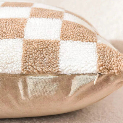 Cozy Checkered Faux Fur Cushion Cover