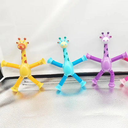 Stretchy Giraffe Toy with Suction Cup - Flexible Animal Plaything